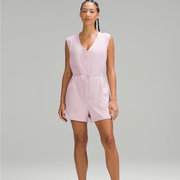 lululemon athletica Pants - Lululemon French Terry V-neck romper pink peony size 2